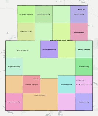 Sheridan County ND townships and subdivisions map
