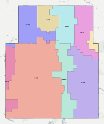Sheridan County ND ZIP code boundaries map