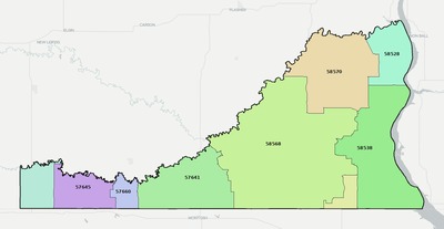 Sioux County ND ZIP code boundaries map