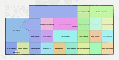 Slope County ND townships and subdivisions map