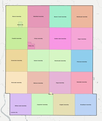 Steele County ND townships and subdivisions map