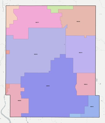 Steele County ND ZIP code boundaries map