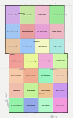 Towner County ND townships and subdivisions map
