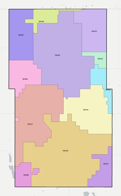 Towner County ND ZIP code boundaries map