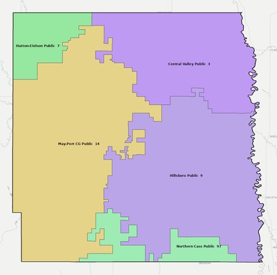 Traill County ND school district boundaries map