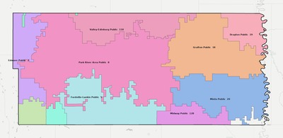Walsh County ND school district boundaries map
