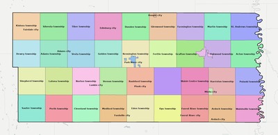 Walsh County ND townships and subdivisions map
