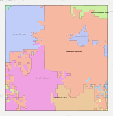 Adams County NE school district boundaries map