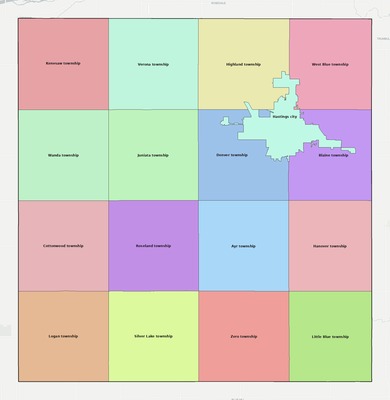 Adams County NE townships and subdivisions map