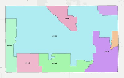 Banner County NE ZIP code boundaries map