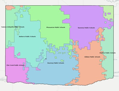 Buffalo County NE school district boundaries map