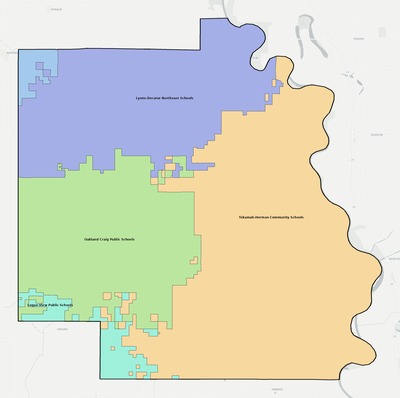 Burt County NE school district boundaries map
