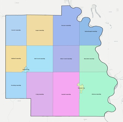 Burt County NE townships and subdivisions map