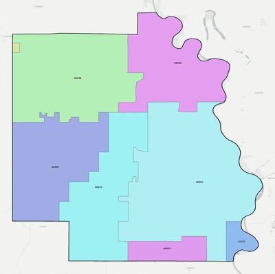 Burt County NE ZIP code boundaries map