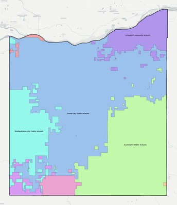Butler County NE school district boundaries map
