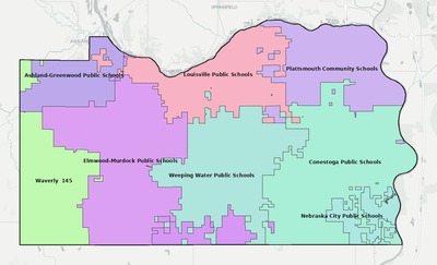 Cass County NE school district boundaries map