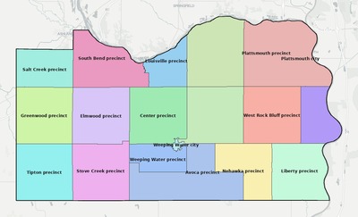 Cass County NE townships and subdivisions map