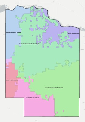 Cedar County NE school district boundaries map