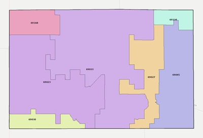 Chase County NE ZIP code boundaries map