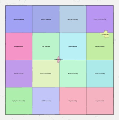 Clay County NE townships and subdivisions map
