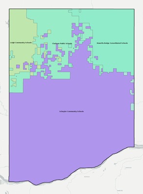 Colfax County NE school district boundaries map