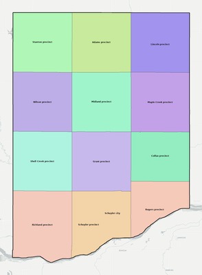 Colfax County NE townships and subdivisions map