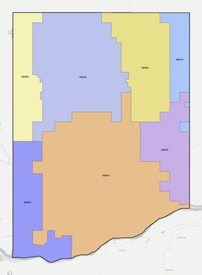 Colfax County NE ZIP code boundaries map