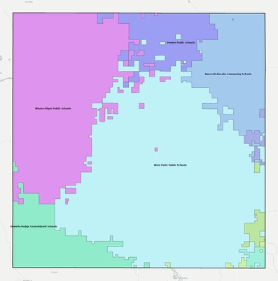 Cuming County NE school district boundaries map