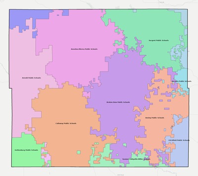 Custer County NE school district boundaries map