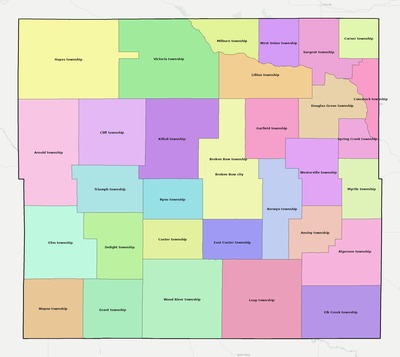 Custer County NE townships and subdivisions map