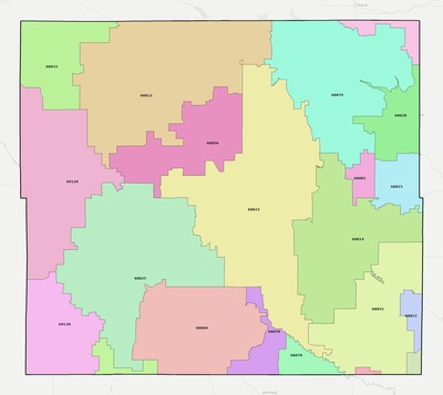 Custer County NE ZIP code boundaries map