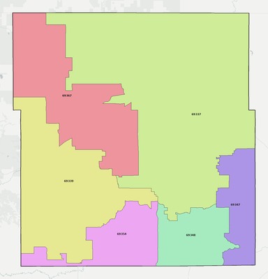 Dawes County NE ZIP code boundaries map
