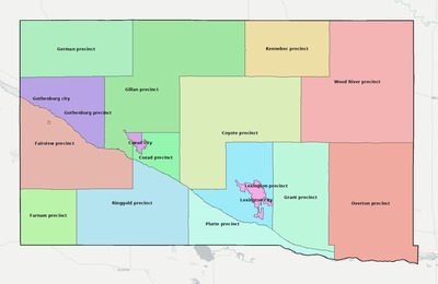 Dawson County NE townships and subdivisions map