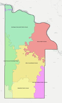 Dixon County NE school district boundaries map