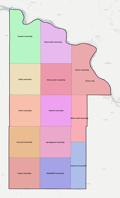 Dixon County NE townships and subdivisions map