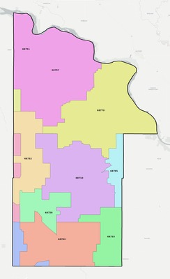 Dixon County NE ZIP code boundaries map