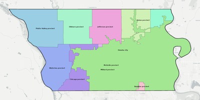 Douglas County NE townships and subdivisions map