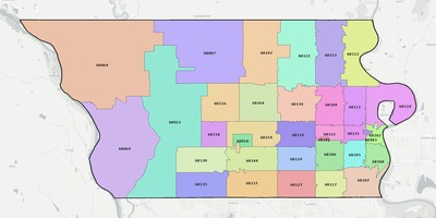 Douglas County NE ZIP code map preview
