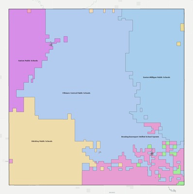 Fillmore County NE school district boundaries map
