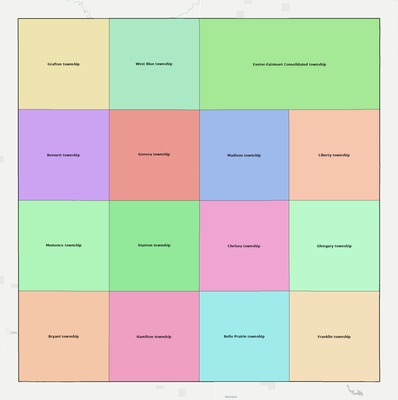 Fillmore County NE townships and subdivisions map