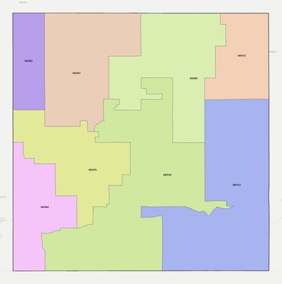 Franklin County NE ZIP code boundaries map