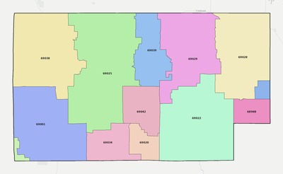 Frontier County NE ZIP code boundaries map