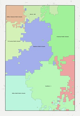 Gage County NE school district boundaries map