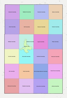 Gage County NE townships and subdivisions map