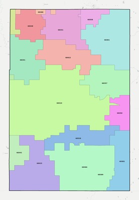 Gage County NE ZIP code boundaries map
