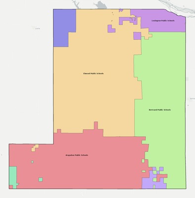 Gosper County NE school district boundaries map