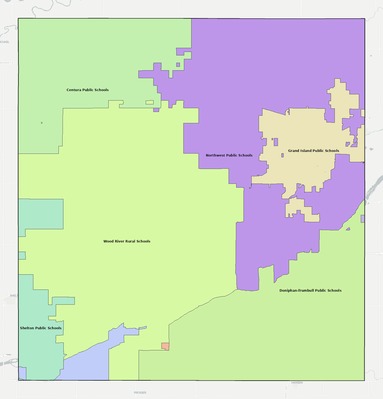 Hall County NE school district boundaries map