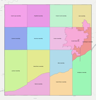 Hall County NE townships and subdivisions map