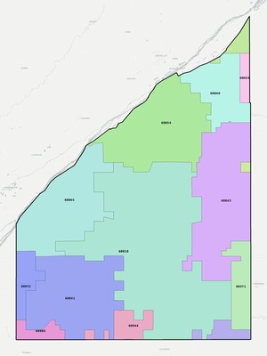 Hamilton County NE ZIP code boundaries map