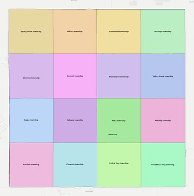 Harlan County NE townships and subdivisions map